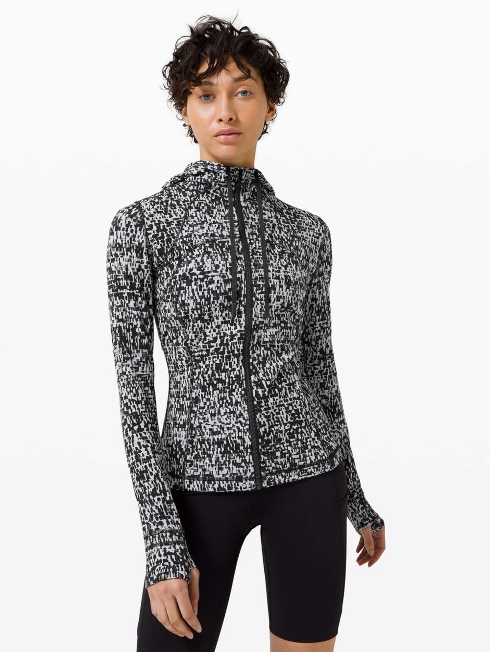 Lululemon Hooded Define Jacket *Nulu in Urban Block Ice Grey Black Size 8